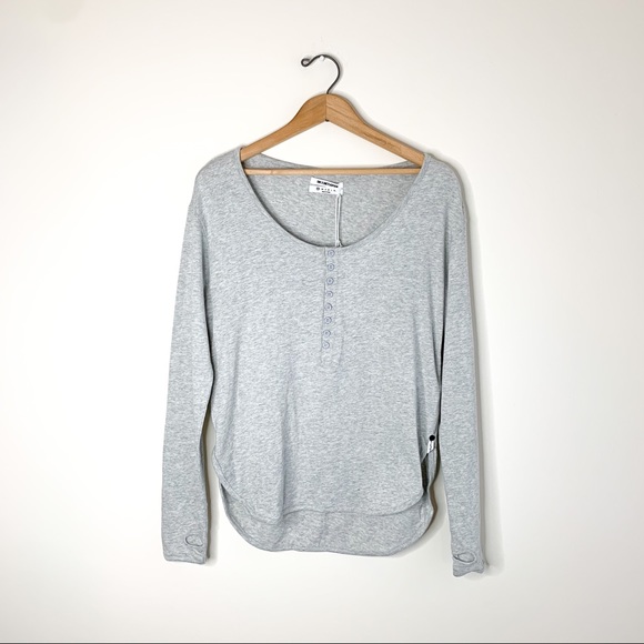 One Teaspoon Soft Haven Recycled Cotton Top Long Sleeves Grey Marl Size XXS - Picture 2 of 16